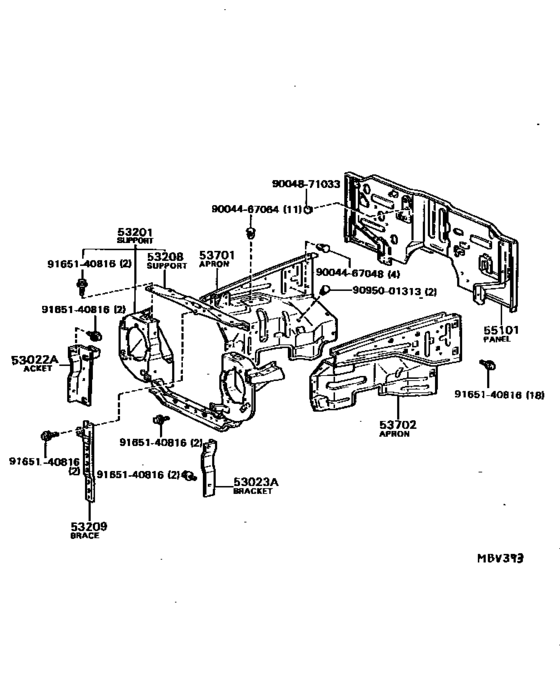 Front Fender Apron & Dash Panel