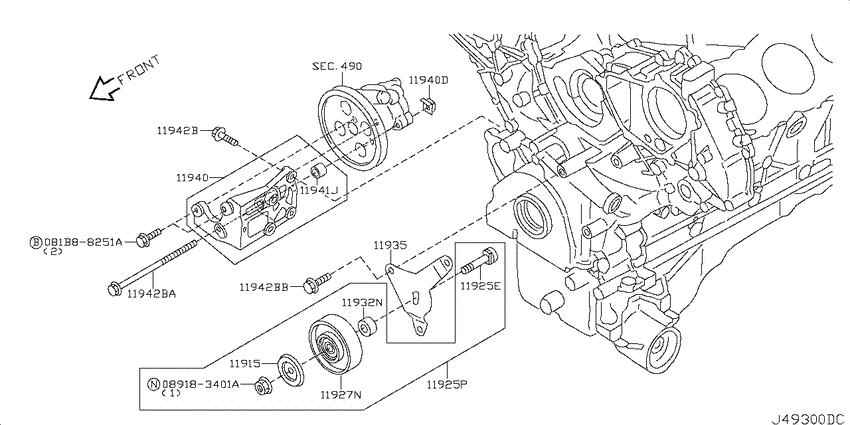Power steering pump mounting