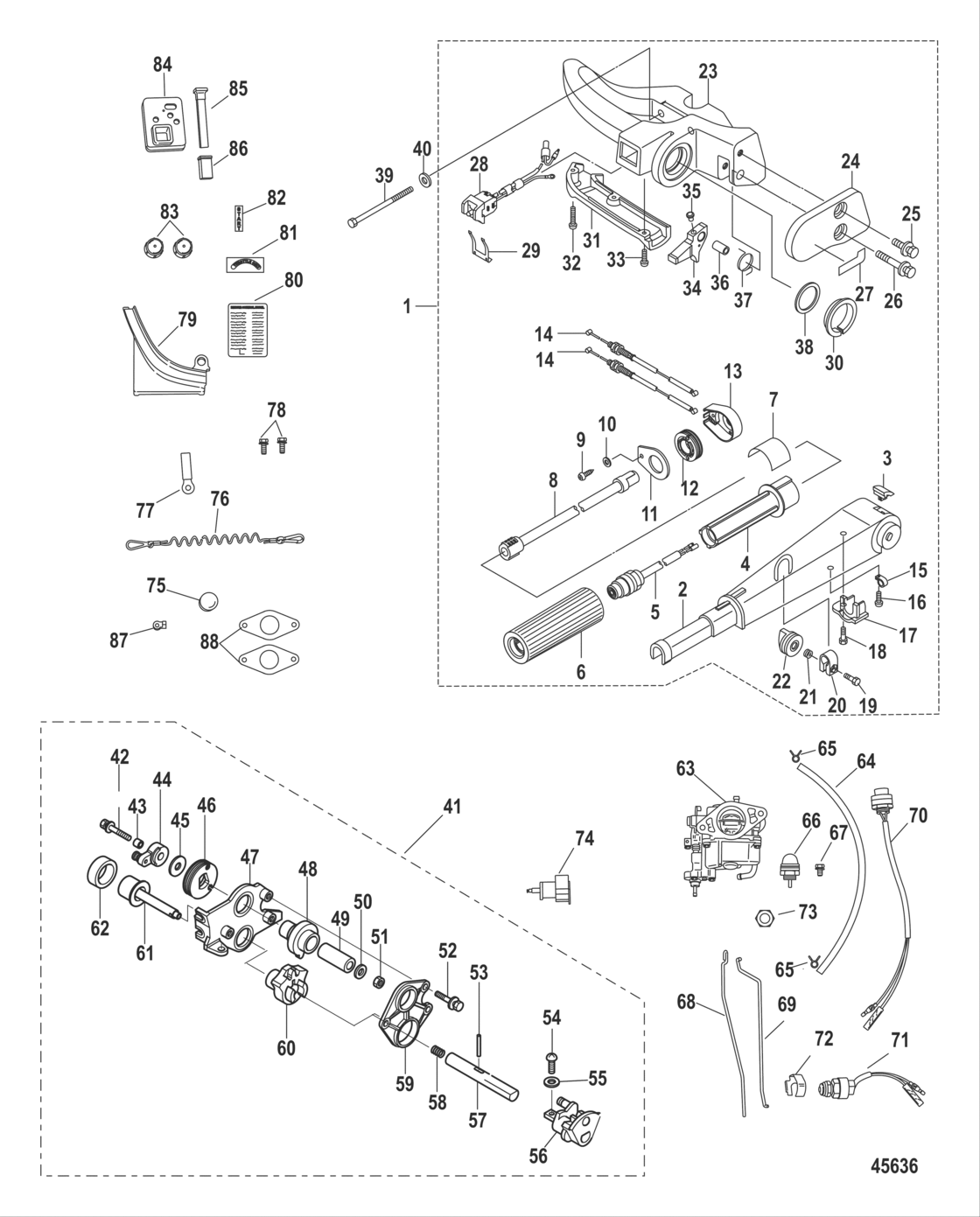 Tiller Handle Conversion Kit 9.9 Hp Electric 8M0051063 для Mercury