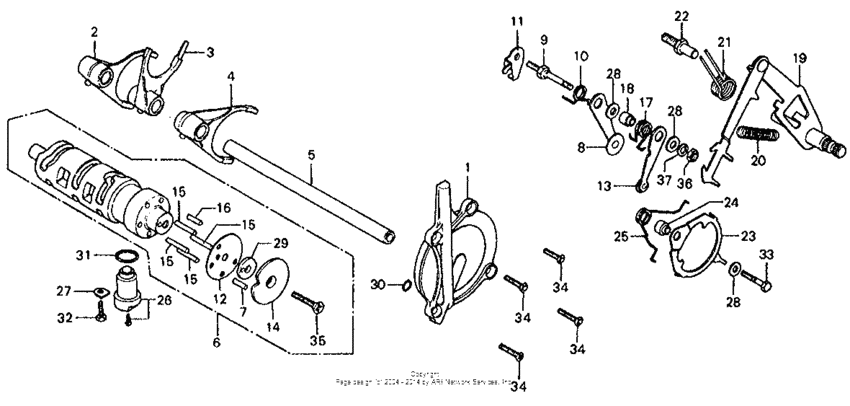 Gearshift drum + spindle