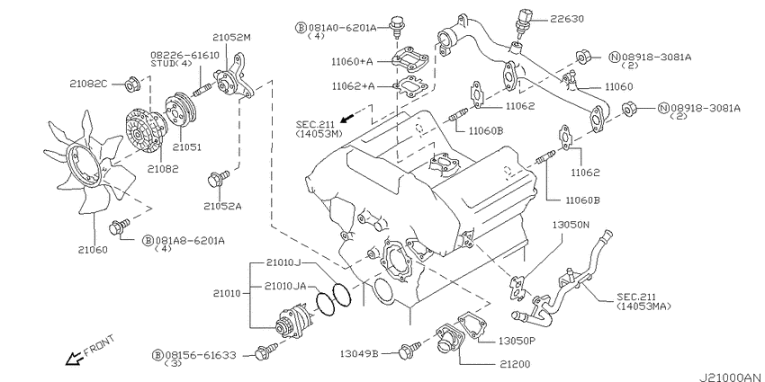 Water pump, cooling fan & thermostat