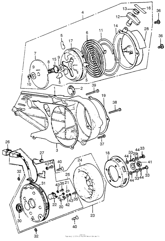 Left crankshaft cover + alternator + recoil starter