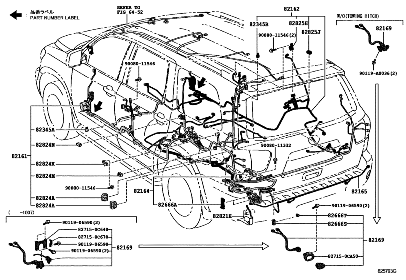 Wiring & Clamp for 2007 - 2017 Toyota SEQUOIA USK65 | U.S.A. sales