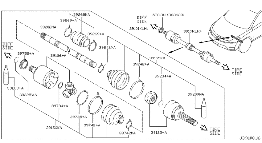 Front drive shaft (ff)