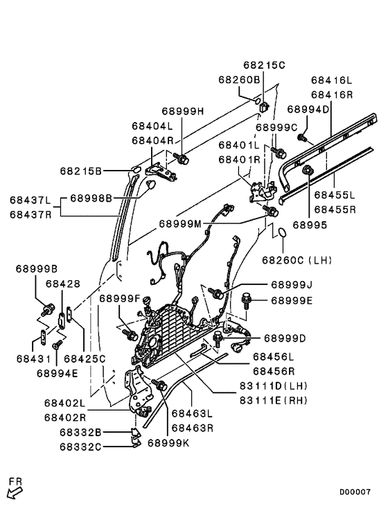 Rear slide door hardware