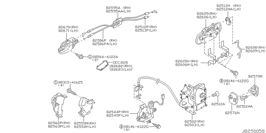 Rear door lock & handle