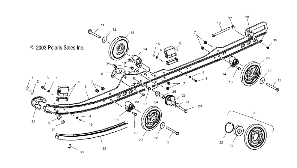 Rail mounting suspension