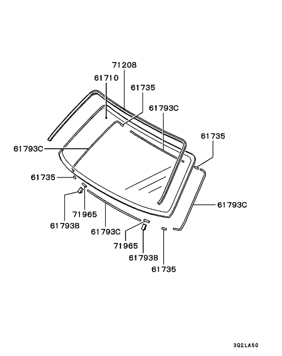 Windshield glass & moulding