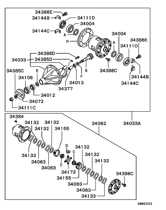 Rear axle differential