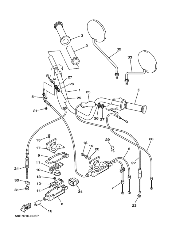 Steering handle & cable
