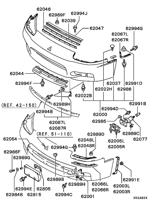 Front bumper & support for 1996 - 1999 Mitsubishi 3000GT Z11A | MMNA