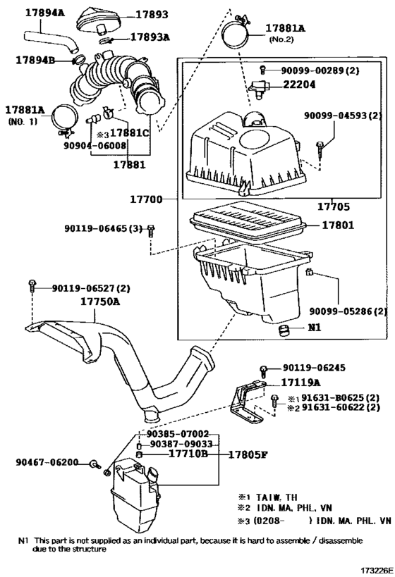 Air Cleaner for 2004 - 2006 Toyota CAMRY/ VISTA/ AURION ACV30 | General ...