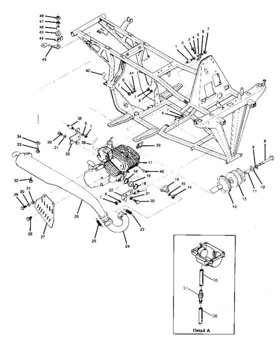 Engine and muffler mounting