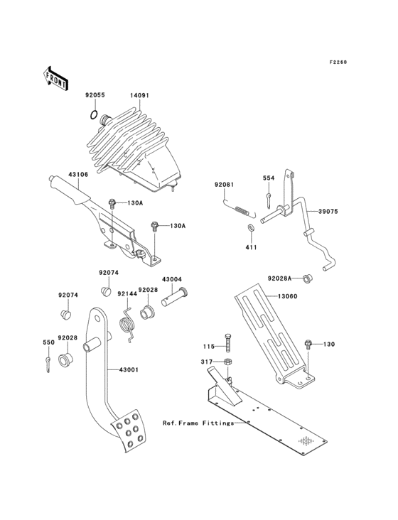Brake pedal/throttle lever