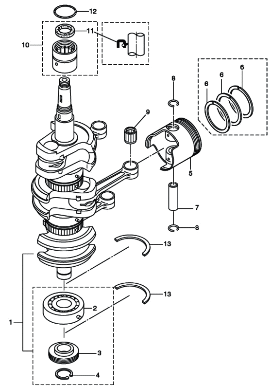 Piston & crank shaft