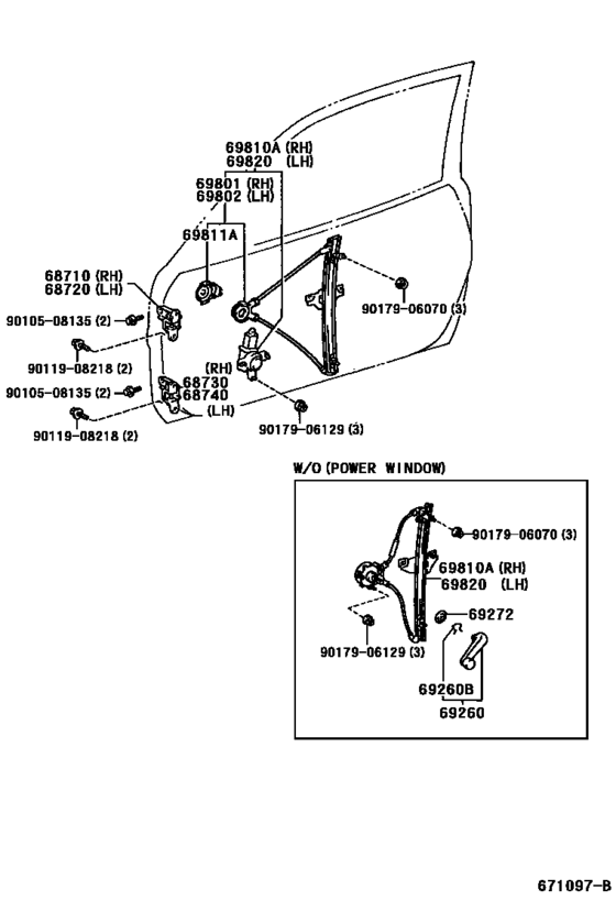 Front Door Window Regulator & Hinge