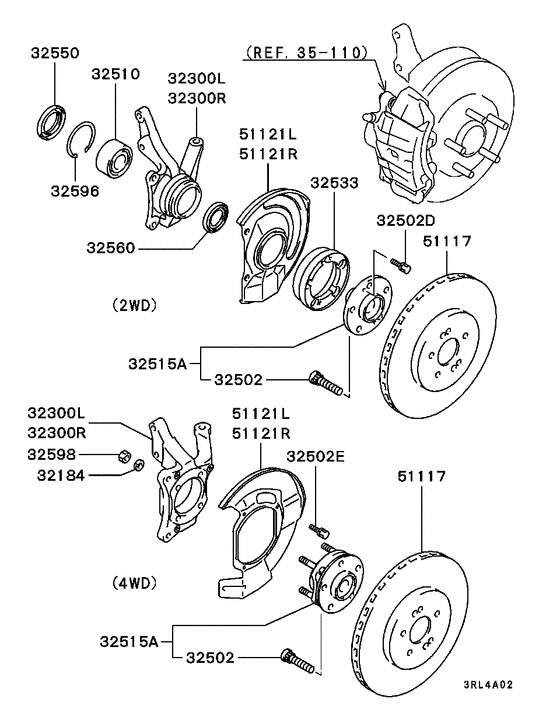 Front axle hub & drum
