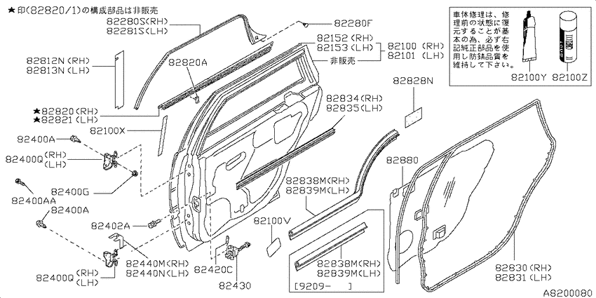 Rear door panel & fitting