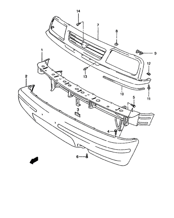 B front bumper and grille