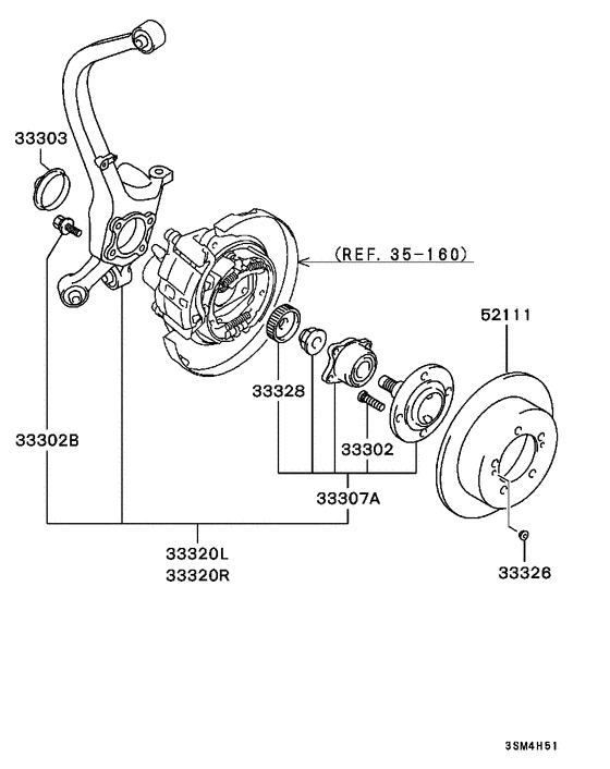 Rear axle hub & drum