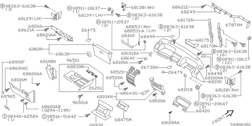 Instrument panel, pad & cluster lid