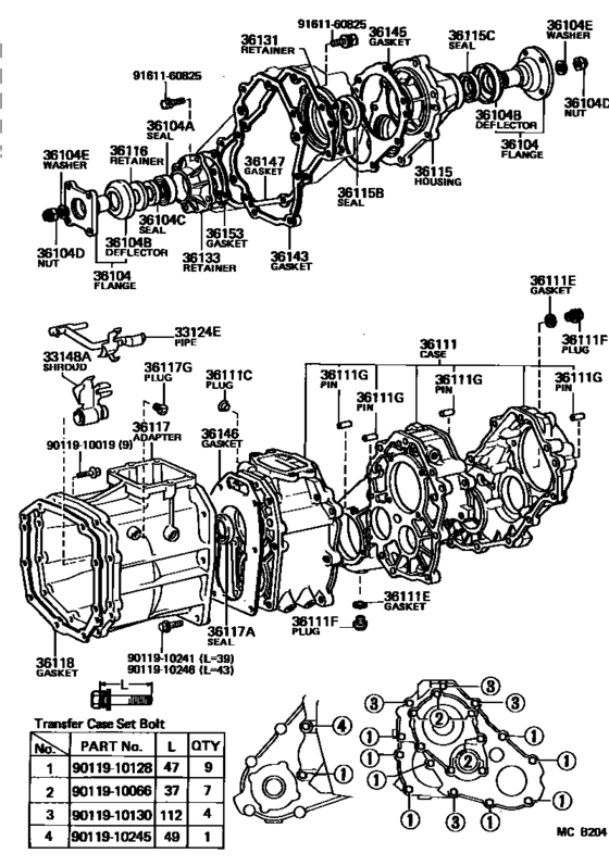 Transfer Case & Extension Housing for 1985 1989 Toyota HILUX/4RUNNER