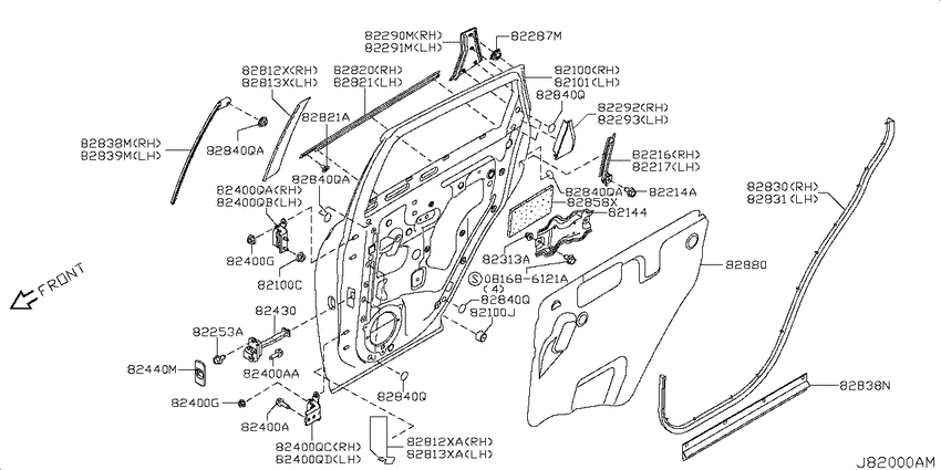 Rear door panel & fitting