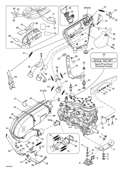 01- engine support and muffler