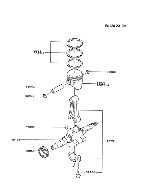 Piston/crankshaft