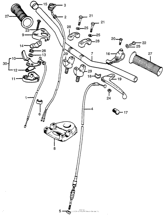 Handlebar + cables + control levers