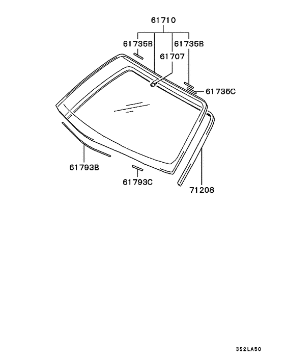 Windshield glass & moulding