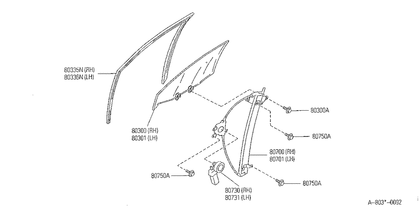 Front door window & regulator