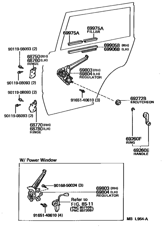 Rear Door Window Regulator & Hinge