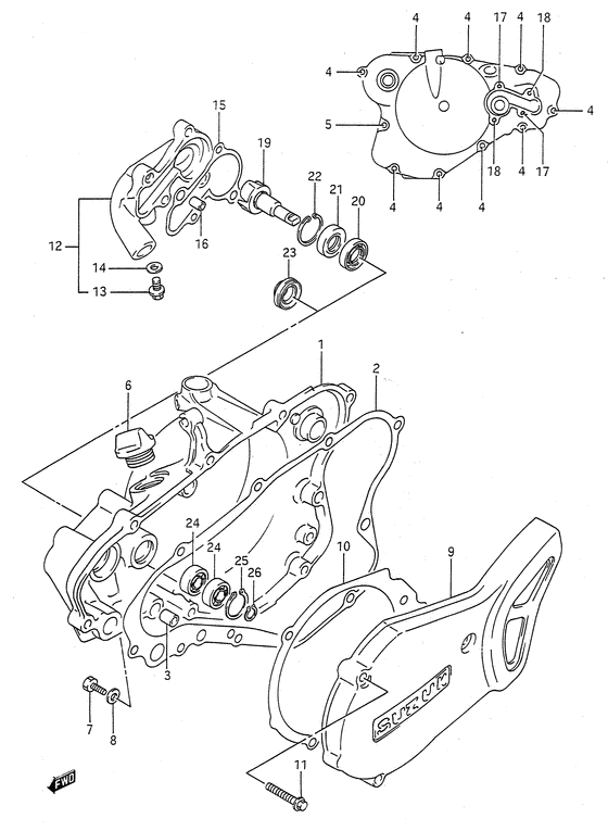 Crankcase cover- water pump