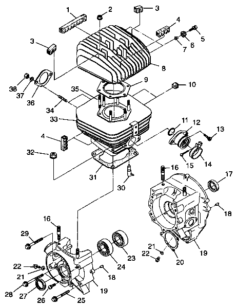 Crankcase and cylinder