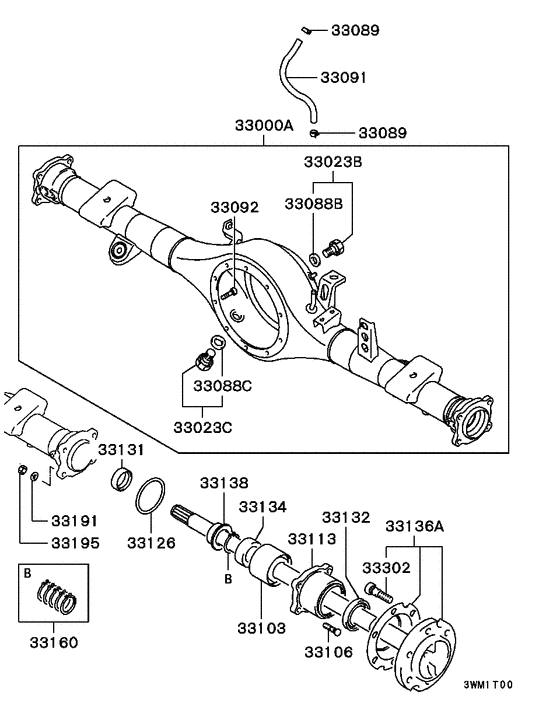 Rear axle housing & shaft