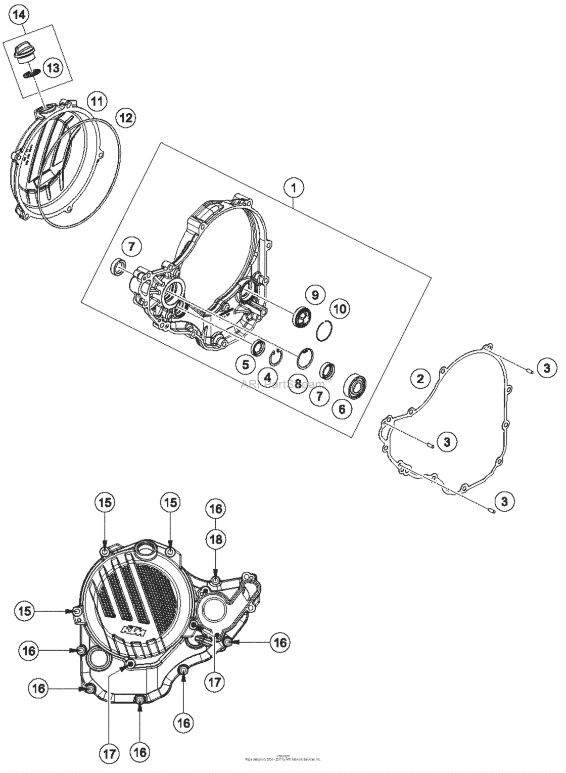 Clutch Cover для KTM 250, год 2018. OEM запчасти Мегазип (регион