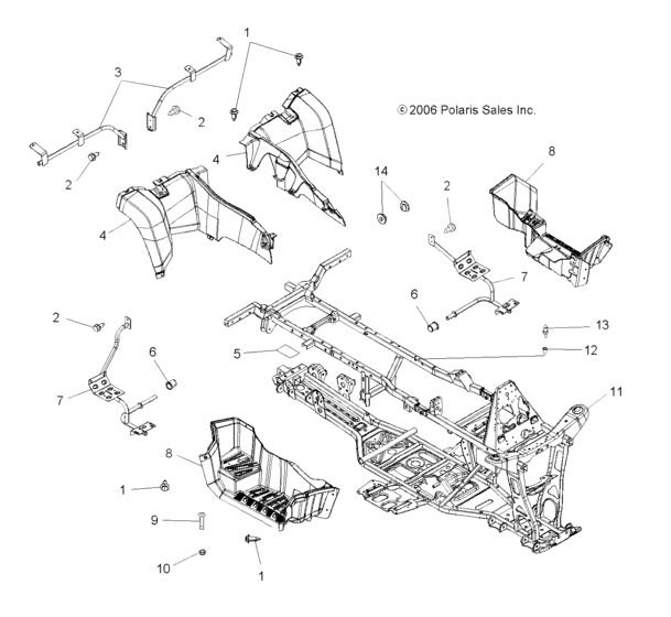 Cab, rear and main frame