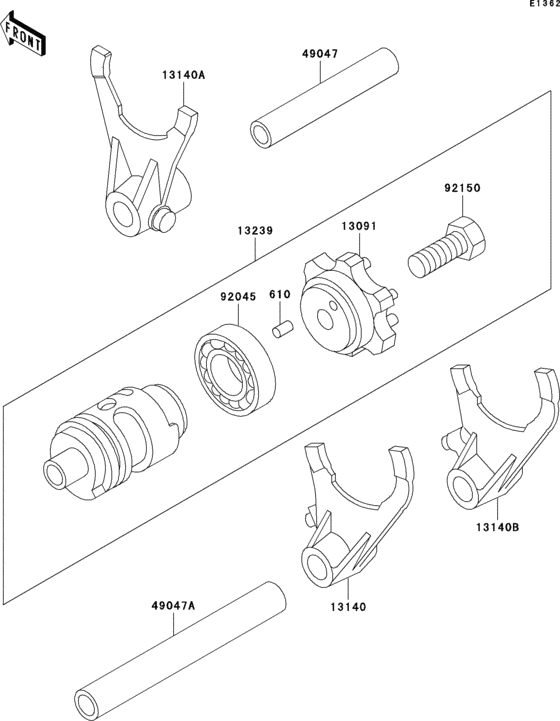Gear change drum/shift fork(s)