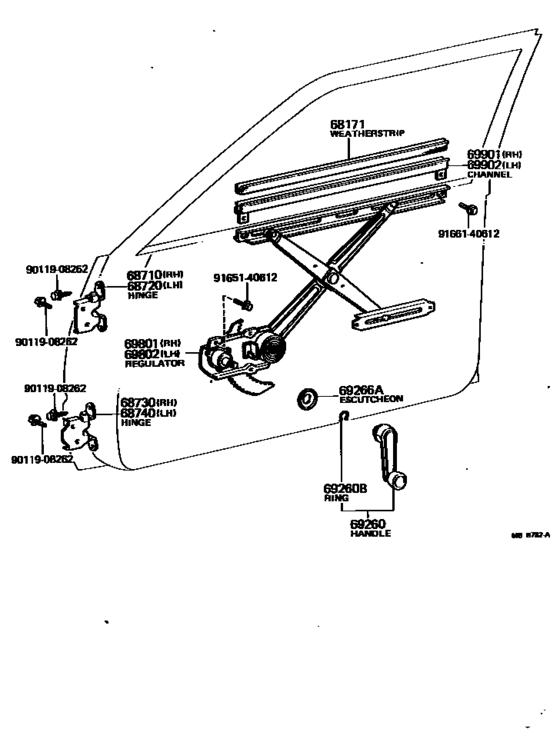 Front Door Window Regulator & Hinge