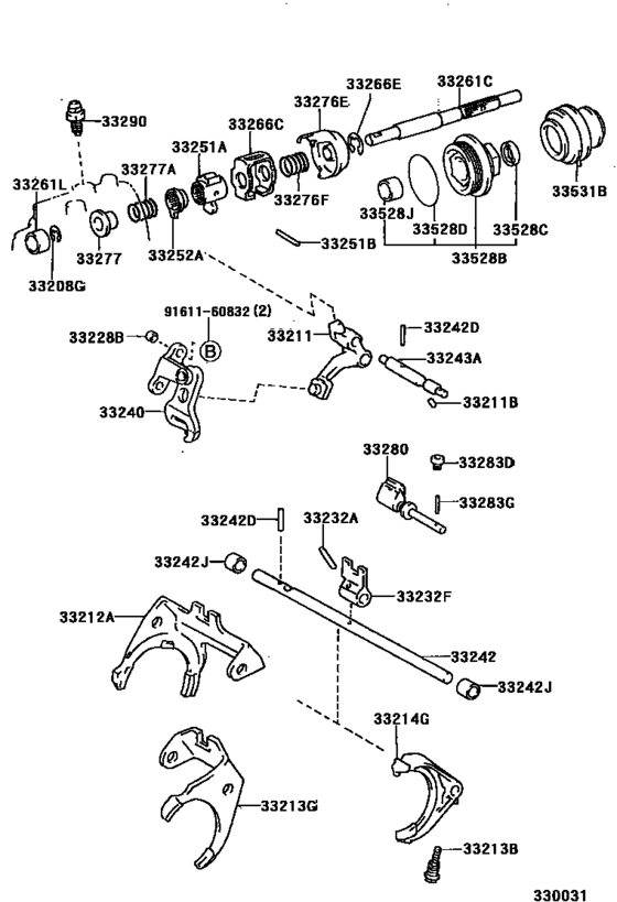 Gear Shift Fork & Lever Shaft (Mtm)