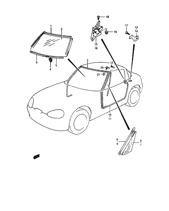 Weatherstrip and glass