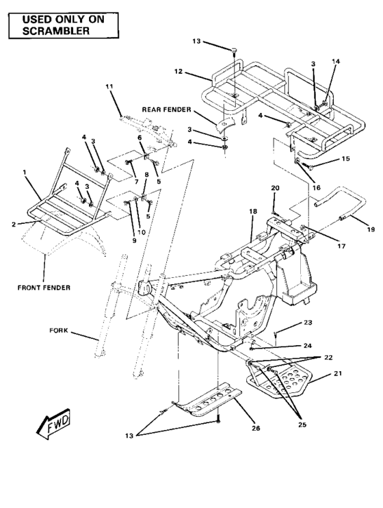 Frame assembly with racks-scrambler