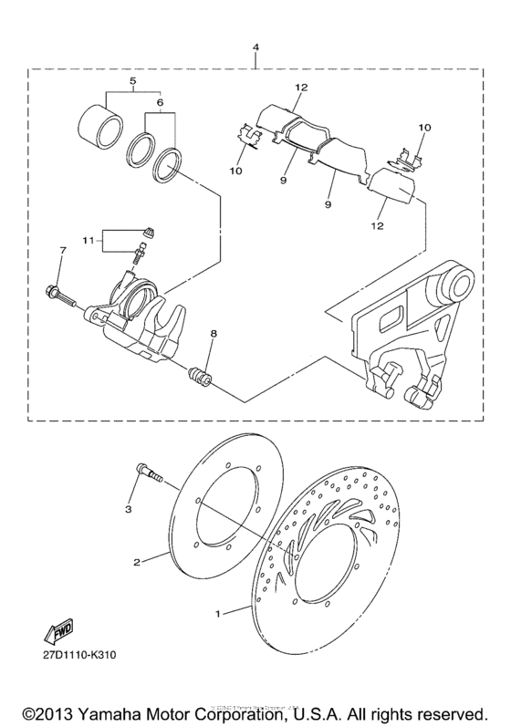 Rear brake caliper