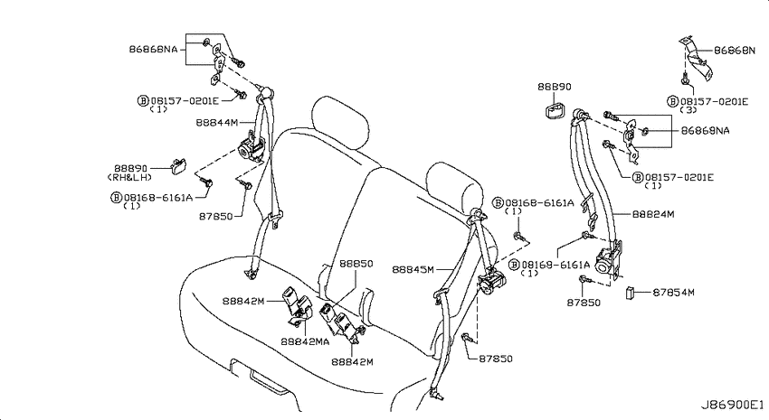 Rear seat belt
