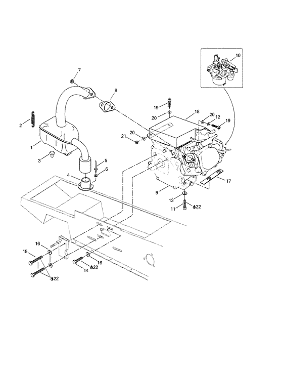 01- engine support and muffler
