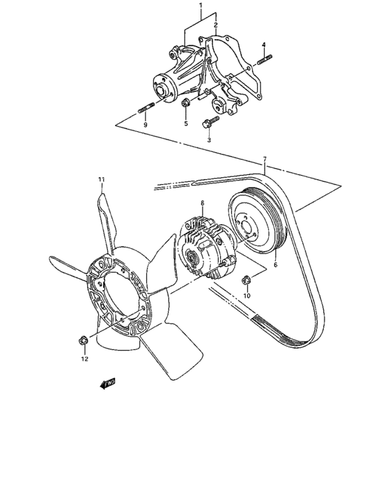 Water pump and cooling fan