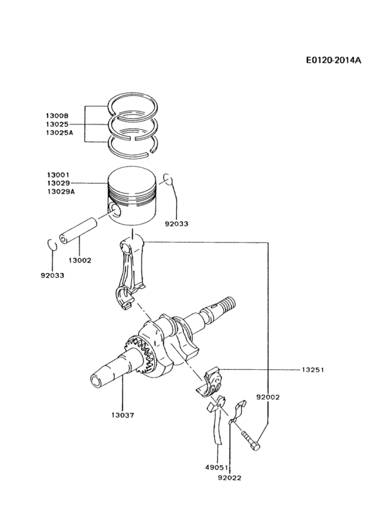 Piston/crankshaft