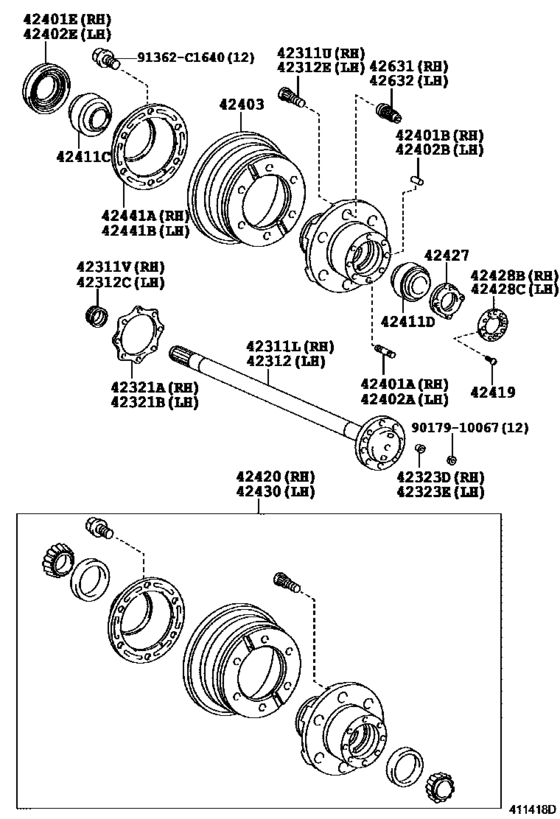 Rear Axle Shaft & Hub