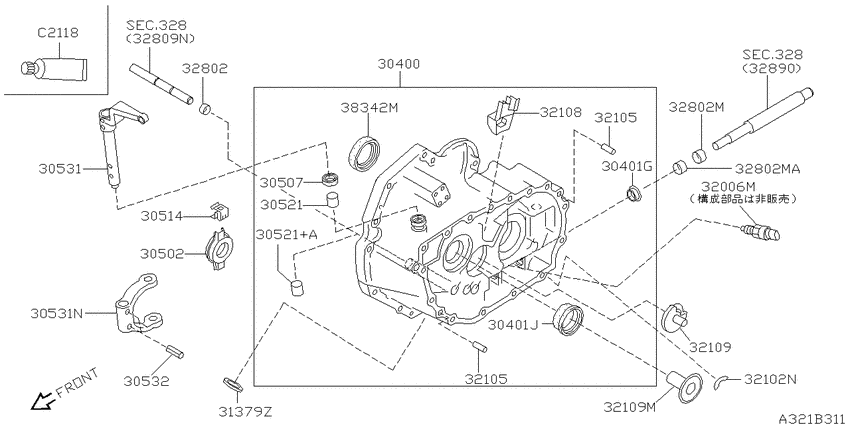 Transmission case & clutch release